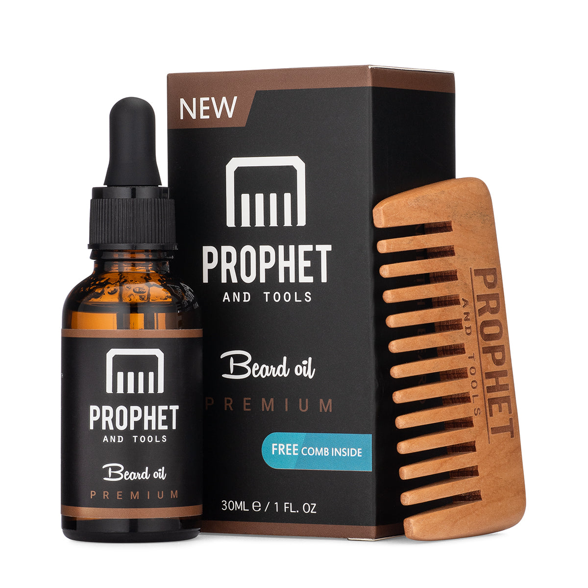 premium beard oil and beard comb set
